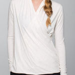 Lululemon  Radiant Long Sleeve Wrap Top Size 2 Heathered Beige Thumbholes Active Photo 0