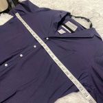 Frank & Eileen Eileen Poplin Sheer Button Down Blouse in Navy Stripe Medium Photo 3