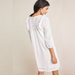Anthropologie  Thames White Eyelit Cotton Mini Dress Long Sleeve Photo 2