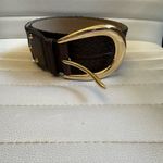 Michael Kors MICHAEL  Brown Leather Wide Braided Belt Large Gold Buckle L Photo 5