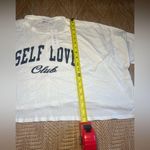 Gilli Women's Oversized Short Sleeve White Self Love Club Tshirt,Size S,NWT Blue Photo 5
