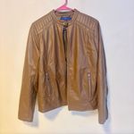 Apt. 9  Faux Leather Moto Motorcycle Jacket Coat Chestnut Brown Womens Size M Photo 2