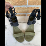 Frēda Salvador Military Green/Black Suede Cage Sandals Size 9 Black Photo 8