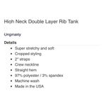 Originality High Neck Double Layer Rib Tank Ribbed Jersey Cropped Top XL New Black Photo 14