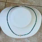 Hand Crafted Pearl Focal Beaded Green Seed Beads Necklace Purple Photo 3