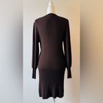 Banana Republic  Puff Sleeve Ribbed Sweater Midi Dress Chocolate Brown Size M P Photo 3