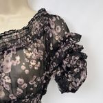 Cecico Vintage Y2K  Sheer Babydoll Top Womens S Black Pink Whimsigoth Romantic Photo 3