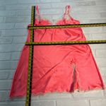 Victoria's Secret  Slip Nighty Large‎ Coral Silky Satin Lace Trim Mini Lingerie L Photo 1