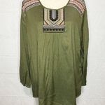 Zenobia NWT  Olive Green Embroidered Tunic Top Long Sleeve NEW Photo 0