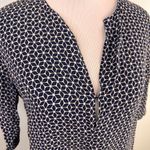 Theory Antazie Silk Keyhole Top Tile Geo Geometric Design Silk Blouse Size P Photo 2