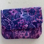 Unbranded Floral Batik Dyed Snap Button 3 Compartment Cards Cash Mini Pouch Purple Photo 1