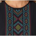 Wrangler  Retro Black Multicolor Embroidered Aztec‎ Design Top Sz M EUC Photo 8