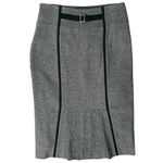 Alberto Makali Black Herringbone A-Line Pleated Button Detail Midi Skirt Size 14 Photo 2