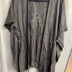 Vix Paula Hermanny Kimono Swim Coverup Medium Black Open Front Embroidery B48 Photo 0