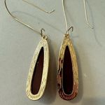 Catherine Malandrino Sparkly Gold Framed Drop Earrings Set: Cream Peach Burgundy Photo 6