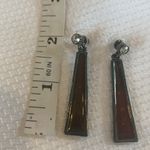 Brown Enamel and Crystal Drop Earrings in Dark Gray Metal Black Photo 1