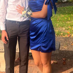 Colors Dress Colors royal blue satin and beaded homecoming dress size 2 Photo 0