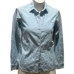 Madewell Women's XS Baby Blue Polka-Dot Button-Up Cotton Shirt Long Sleeve Photo 0