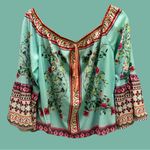 Umgee  Floral Off-Shoulder Blouse - Teal and Pink Photo 2