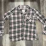 Victoria's Secret Pink White Black Plaid Long Sleeve Button Down Pajama Shirt M Photo 0