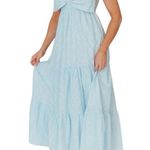 Storia Baby Blue Cotton Maxi Dress Bow Detail Tiered Skirt Size Large (10/12) Photo 0