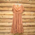 Mac Duggal NWT Flutter Sleeve Tiered Skirt Midi Dress Photo 4