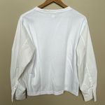 Athleta Mixed Media Long Sleeve White Pullover Sweatshirt Crew Neck Size Medium Photo 3