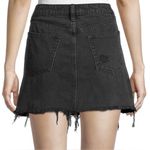 We The Free  Black Button Fly Mini Skirt Jean Skirt Size 27 Distressed Photo 2