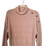 Pink Rose Mine Womens Sz M  Turtleneck Sweater Button Accents Soft Textured Photo 1