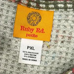 Ruby Rd  Knot Front Waffle Knit Top 3/4 Sleeve Green Pattern Shirt Size XL Petite Photo 4