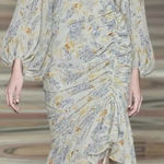 O.P.T One Pretty Time Floral Chiffon Ruched‎ Puff Sleeve Dress Blue Size L Photo 0