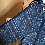 Wall Flower  Blue Floral Semi Sheer Lace Button Up Blouse Size XL Photo 1