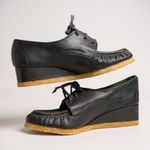 Naturalizer Blue Leather Lace Up Wedge Grannycore Cottagecore Shoes 8.5AA Photo 0