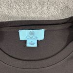 CeCe Sheer Printed Long-Sleeve Black Knit Top Women's Small Crew Neck Metallic Photo 2