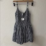 American Eagle  Gingham Plaid Blue White Bella Mini Bubble Dress Small NWT Photo 2
