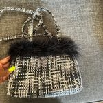 Black and white tweed feather square purse Photo 3