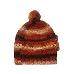 New Pom Pom Knitted Orange Pink & Red 3 Flower Women’s Beanie Warm Winter Hat Photo 1