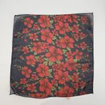 Unbranded Black & Red Hibiscus Flower Pattern Square Sheer Scarf Accessory Photo 0