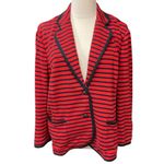Talbots Women's Navy Black Striped Fitted Long Sleeve Cotton Blazer Jacket Sz XL Photo 1