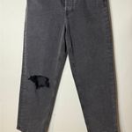 EXPRESS  Size 8 Black Distressed Denim Dad Jeans High Rise Button Fly Photo 2