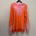 Bella Canvas Orange and Pink Ombré Tunic Top Hoodie Pullover Lace Hem Floral Pattern XL Photo 11