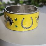 Vintage Silver Yellow Equestrian Horse Clamper / Hinge Bracelet Photo 3