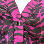 Cache Vintage Purple Zebra Print Shirt Womens Sz Large Y2K Silk Blend Pearl Snap Photo 7