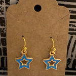 Gold and Blue Star Earrings Photo 0