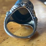 Natural Shungite Sleeping Beauty Turquoise Sterling Silver Cocktail Ring Size 9 Black Photo 3