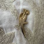 Tropical Bird Parrot Brooch Pin 2” Purple Ivory Enamel & Yellow Gold Tone Photo 1