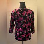 Loft - Floral Pink and Black Cardigan Size S Photo 3
