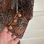 Mac Duggal  Style 5295 Beaded‎ Long Sleeve Wrap Mini Dress in Mocha- NWT Photo 6