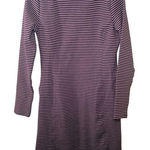 Duluth Trading Co Women's XS Burgundy White Stripe‎ Boat Neck Long Sleeve Dress Purple Photo 0