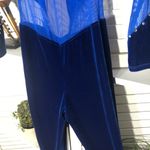 Vintage 90s Velvet Mesh Jumpsuit Blue XS Photo 11